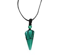 ZwaitL Hexagonal Cone Mesh Pendant Necklace With Natural Opal Gemstones Elegant Portable Jewelry For Women Natural Opal Pendant Necklace
