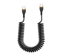 ZwaitL Laptop Spring Loaded USB C Cable 100cm 120W Rapid Charging Double Type End High Durability Anti Twist Design Coiled USB Cable with Intelligent Chip