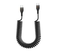 ZwaitL Laptop Spring Loaded USB C Cable 100cm 120W Rapid Charging Double Type End High Durability Anti Twist Design Coiled USB Cable with Intelligent Chip