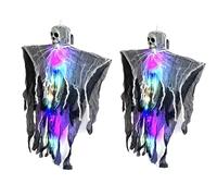 ZwaitL LED Ghostly Specters Hanging Decoration With Adjustable Arms & Battery Power For Indoor Outdoor Halloween Displays LED Illuminated Floating Phantoms