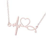 ZwaitL Modern Hospital Theme Collarbone Chain Stainless Steel ECG Necklace Creative Jewelry Nurses And Doctors Electrocardiogram Necklace