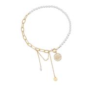 ZwaitL Retro Star Charm Adjustable Chain Necklace Featuring Mixed Materials Pearls Accents Trendy Layering Statement Pieces Artistic Layering Tassels Necklace