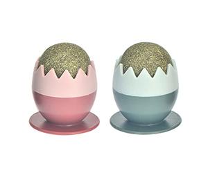 ZwaitL Toy for 2Pcs Edible Balls in Cute Egg Shaped Base Natural Rotatable Licking Treats Toys for Kitten Teeth Cleaning Sticks