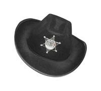 ZwaitL Western Party Hat With Starry Design Black Green Color Adjustable Fit Fabric For Outdoor Theme Parties Western Cowboy Hats Black Green Star Pattern