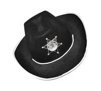 ZwaitL Western Party Hat With Starry Design Black Green Color Adjustable Fit Fabric For Outdoor Theme Parties Western Cowboy Hats Black Green Star Pattern