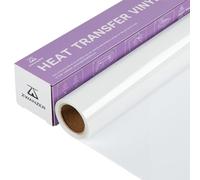 Zwanzer White Heat Transfer Vinyl Roll - 12" x 12ft (30.5 x 366CM) HTV Vinyl Ideal for Cricut & Silhouette Cameo, Easy to Cut & Weed for T-Shirts & Apparel