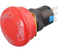 ZWAPHOBPA Switch Encoder Large Mushroom Head Emergency Stop 16mm 3 pin Terminal Rotary Lock Plastic Push Button(Large Head,1NO1NC)
