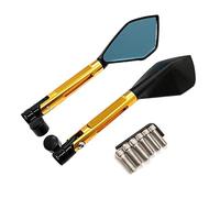 ZWBHNB Motorcycle Side Rearview Mirrors For XL1000V XL700V NT700V XL125V XR230 APE50 Handlebar Convex Rear View Mirror Side Reversing Mirrors(Gold)