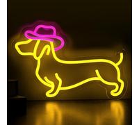 ZWBIGCHA Dachshund Neon Sign, Cute Dog with Cowboy Hat Neon Signs for Wall Decor, Wall Decor Dimmable Puppy with Cowboy Light Up Sign for Pet Shop Bedroom Teen Room present for Young Party Decoration