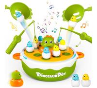 ZWBIGCHA Dinosaur Pop Up Board Games, 4-in-1 Musical Fishing Toys, Dinosaur Operation Game for Toddlers Ages 3+ Birthday Gifts