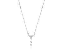 ZWCHGJ 925 Sterling Silver Gold Cross Flower Paradise Pendant Long Chain Necklace Fine Jewelry Crystal Jewels