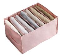 ZWCHGJ Closet Organizer Wardrobe Washable Visible Clothes Organizer Storage Boxes Drawer Foldable Mesh Separation Box for Home Jeans T-shirt Socks Panty 7/7/9 Grids 3PCS,Pink,Pants