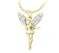 ZWCHGJ For Women, 925 Sterling Silver Tales Sweet Crystal Princess Pendant Elegant Sparkle Flower, Necklace, Fairy Tinkerbell Jewelry