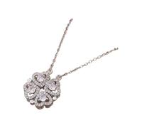 ZWCHGJ Sterling Silver For Women, Retro Lucky Four Leaf Gothic Love Pendant Choker 4 Heart Necklace