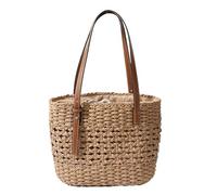 ZWCSHUU Casual Rattan Large Capacity Shopping Tote Designer Wicker Woven Women Handbags Summer Beach Straw Bag Lady Travel Big Basket Straw Shoulder Bag(Khaki)