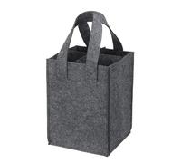 ZWCSHUU Felt Wine Tote Bag Holder 4 Grids Felt Wine Bottle Bag Resuable Folding Handbag Storage Basket Champagne Beer Party Camping(Dark Grey)