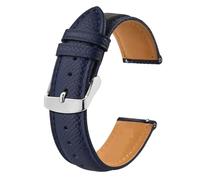ZWCSHUU Leather Replacement Bands Texture Leather Watch Strap Belt for Men Women 18mm 20mm 22mm Bracelets Watchband Quick Replacement Black Silver Buckle for Men Women(Blue-silver,22mm)