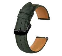ZWCSHUU Leather Replacement Bands Texture Leather Watch Strap Belt for Men Women 18mm 20mm 22mm Bracelets Watchband Quick Replacement Black Silver Buckle for Men Women(Green-Black,18mm)