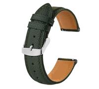 ZWCSHUU Leather Replacement Bands Texture Leather Watch Strap Belt for Men Women 18mm 20mm 22mm Bracelets Watchband Quick Replacement Black Silver Buckle for Men Women(Green-silver,22mm)