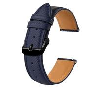 ZWCSHUU Leather Replacement Bands Texture Leather Watch Strap Belt for Men Women 18mm 20mm 22mm Bracelets Watchband Quick Replacement Black Silver Buckle for Men Women(Blue-Black,18mm)