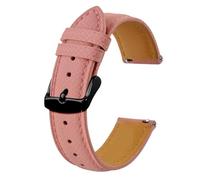 ZWCSHUU Leather Replacement Bands Texture Leather Watch Strap Belt for Men Women 18mm 20mm 22mm Bracelets Watchband Quick Replacement Black Silver Buckle for Men Women(Pink-Black,20mm)