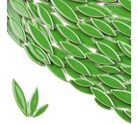 ZWCT Handmade Ceramic Mosaic Tile Kit - Colorful Petals Ceramic DIY - 200 Grams Leaf Vein Ceramic Petals Craft Materials - Mosaic Art Supplies-Green