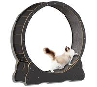 ZWEBY Cat Exercise Wheel,Cat Running Wheel Cat Treadmill Cats Loss Weight Device Sturdy Multi Functional for Cats Weight Losing Heavy Duty Cat Furniture Durable, Black Size L