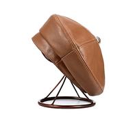 ZWEBY PU Leather Hats for Women Ladies Beret Vintage Red Ladies Hat Leather Solid Hat Winter Hats (Color : Camel, Size : L)