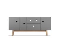 Zweed Peep M2 media bench Slate grey. retro. oak stand