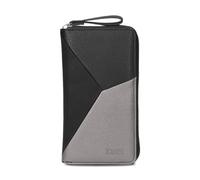 Zwei Jana J2 Women's Wallet, 20 x 11 cm, High-Quality Faux Leather in Tricolour Design, Wallet with 12 Card Slots, Coin Compartment, View Compartment for ID Cards, with All-Round Zip, Black, 11x20x3