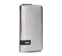 Zwei Large Women's Wallet M.Wallet MW2 Soft Faux Leather Wallet with Zip Around 15 Card Slots, 2 Note Compartments, Coin Compartment & Viewing Compartment, silver, 19 x 11 x 2,5 cm, Modern
