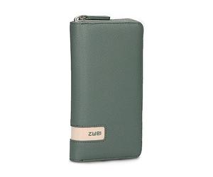 Zwei Large Women's Wallet M.Wallet MW2 Soft Faux Leather Wallet with Zip Around 15 Card Slots, 2 Note Compartments, Coin Compartment & Viewing Compartment, Eucalyptus, 19 x 11 x 2,5 cm