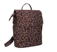 zwei Mademoiselle.M MR8 Women's City Backpack 4 Litre Soft Faux Leather Magnetic Closure Flap Main Compartment with Zip Padded Tablet Divider Back Padding, Leo-brown, Daypack Backpacks