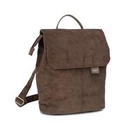 zwei Mademoiselle.M MR8 Women's City Backpack 4 Litre Soft Faux Leather Magnetic Closure Flap Main Compartment with Zip Padded Tablet Divider Back Padding, Cord-wood, Daypack Backpacks