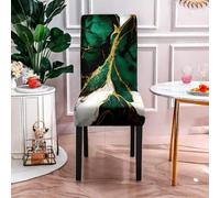 Zweig Chair Cover Green Gold Soft Spandex Chair Cover,For Dining Chairs Stretch High Back,Chair Slipcovers Removable Washable,Elastic Chair Protector Decoration Cover Set Of 6
