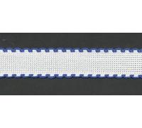 Zweigart 1 Metre White Aida Band 2.5cm/1 Inch Wide White With a Blue Scalloped Edging