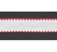 Zweigart 1 Metre White Aida Band 3cm/11/4 Inch White With a Red Scalloped Edging