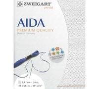 Zweigart 14 Count Aida White/Silver 50x55cm (19.5x21.5 inches) - Fat Qtr