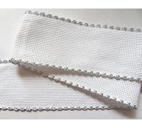 Zweigart Aida Band 5cm 2 inch wide white with silver scallop edging per metre