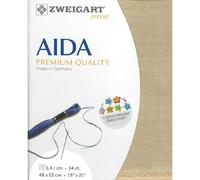 Zweigart AIDA Precut 14 Carat Star Aida 3706 Colour 309 Beige Handmade Fabric for Cross Stitch 48 x 53 cm