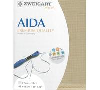 Zweigart AIDA Precut 18 Carat Fine Aida 3793 Colour 309 Beige Handmade Fabric for Cross Stitch 48 x 53 cm