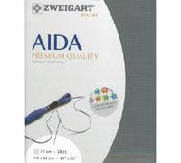 Zweigart AIDA Precut 18 Carat Fine Aida 3793 Colour 7107 Anthracite Handmade Fabric for Cross Stitch 48 x 53 cm