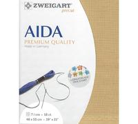 Zweigart AIDA Precut 18 ct. Fine Aida 3793 Colour 3040 Sand, Handmade Fabric for Cross Stitch 48 x 53 cm