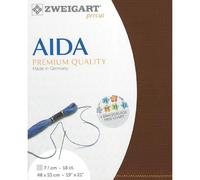 Zweigart AIDA Precut 18 ct. Fine Aida 3793 Colour 9010 Chestnut, Needlework Fabric for Cross Stitch 48 x 53 cm