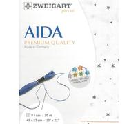 Zweigart AIDA Precut 20 ct. Extra Fine Aida 3326 Colour 1369 Sparkle, Handmade Fabric for Cross Stitch 48 x 53 cm