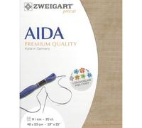 Zweigart AIDA Precut 20 ct. Extra Fine Aida 3326 Colour 3009 Vintage Handmade Fabric for Cross Stitch 48 x 53 cm