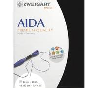 Zweigart AIDA Precut 20 ct. Extra Fine Aida 3326 Colour 720 Black, Needlework Fabric for Cross Stitch 48 x 53 cm