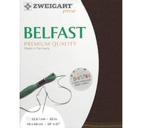 Zweigart Belfast Precut 32 Carat 3609 Colour 9024 Dark Brown Handmade Fabric 100% Linen for Embroidery 48 x 68 cm