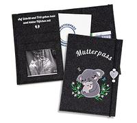 ZWEN Maternity Log Cover Koala Grey Felt for German Maternity Log Handmade Maternity Log Organiser with Compartments for Ultrasound Image, Vaccination Certificate etc. as a Pregnancy Gift