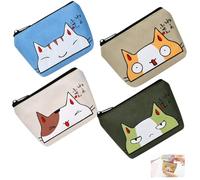 Zwenjuan 4 Pack Mini Coin Purse for Women,Mini Purses Small Zipper Canvas Pouch,Portable Change Purse for Cash, Cards, Keys, Travel Wallet & Money Organiser